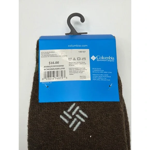 Columbia Mens 2 Pair Fleece Lined Thermal Socks‎ Shoe Size 6-12 Khaki Coffee - Picture 3 of 4